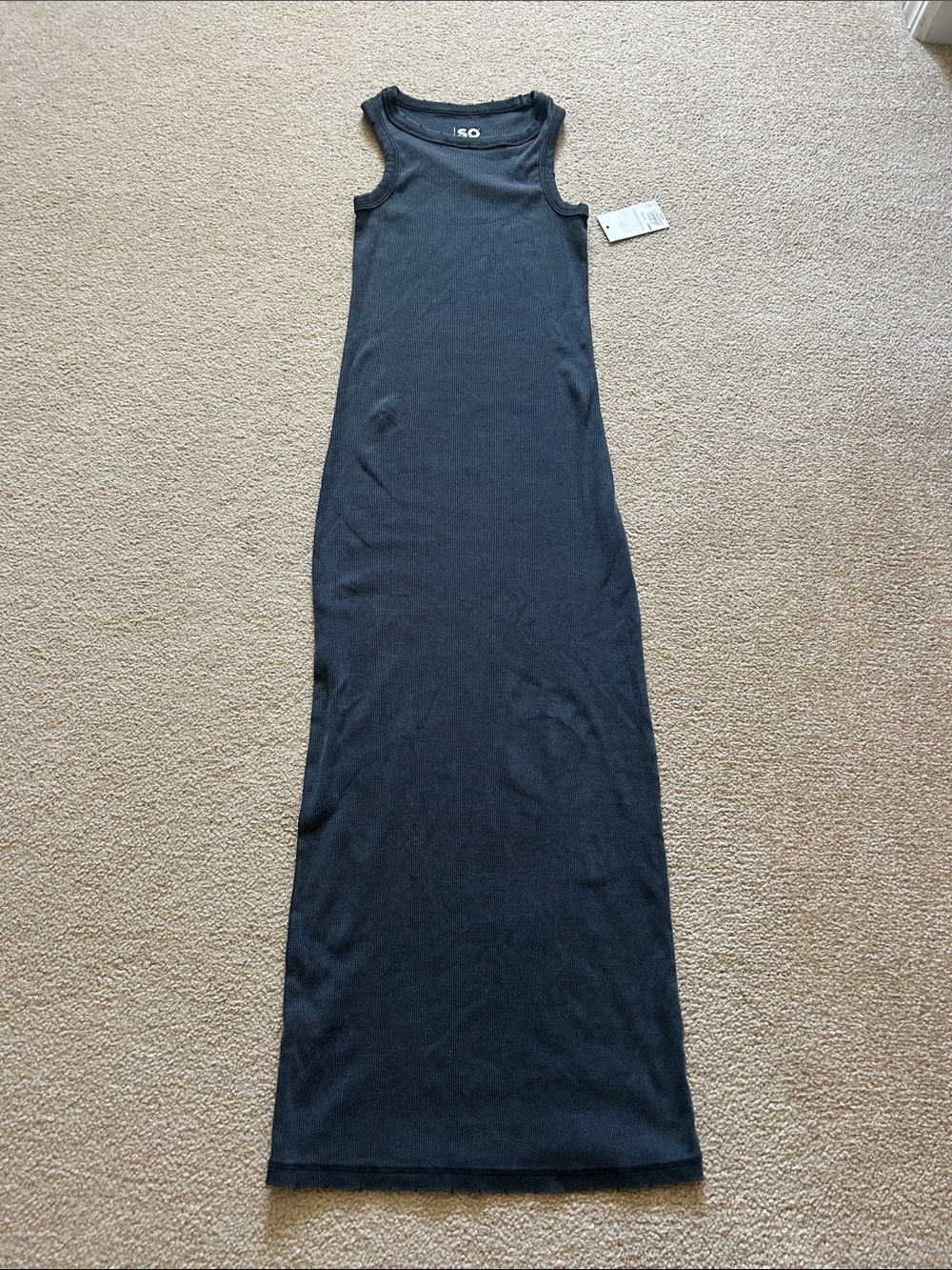 NWT charcoal rib fitted midi dress